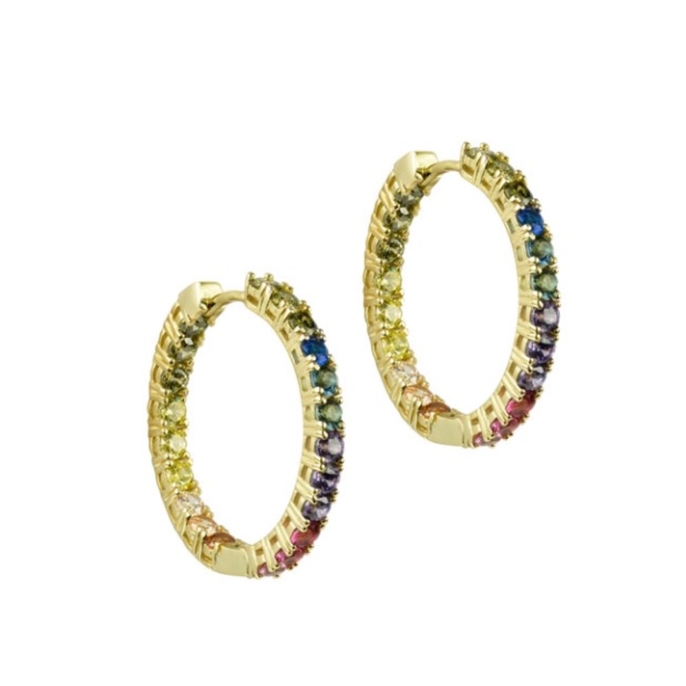 SOLD 💥💥The M Jewelers THE RAINBOW PAVE' HOOPS